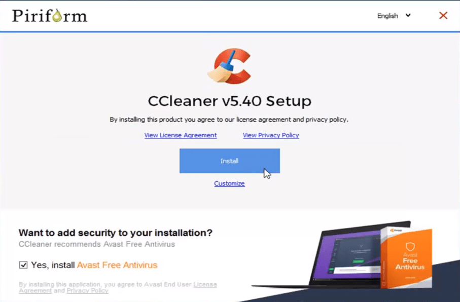 CCleaner instalace
