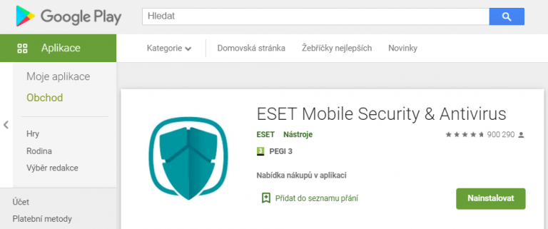 Instalace ESET Mobile Security