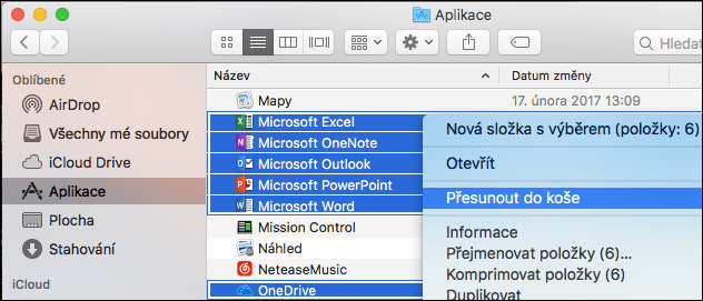 Odinstalace Microsoft Office pro Mac.