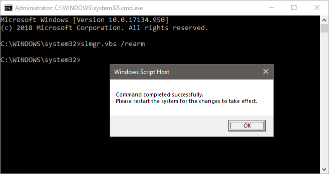 Windows licenční klíč byl úspěšně odebrán ze zařízení skrze příkazový řádek.