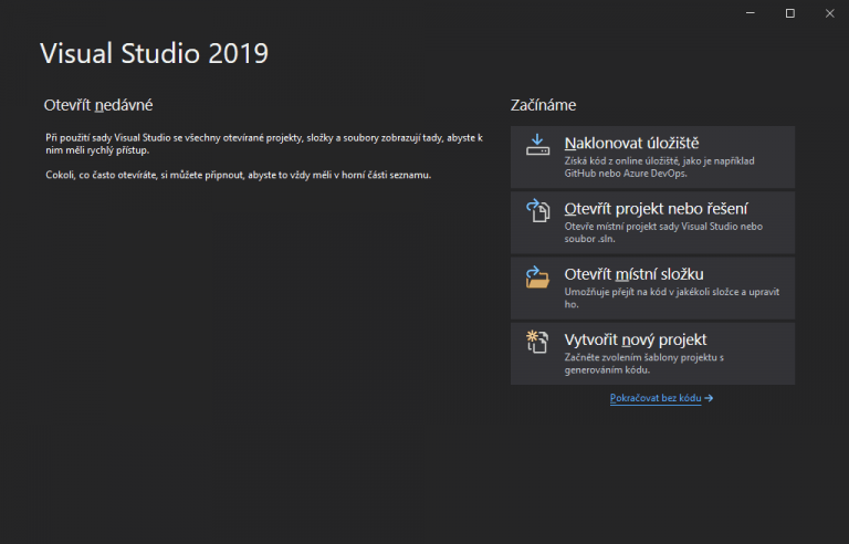Spuštění Visual Studio