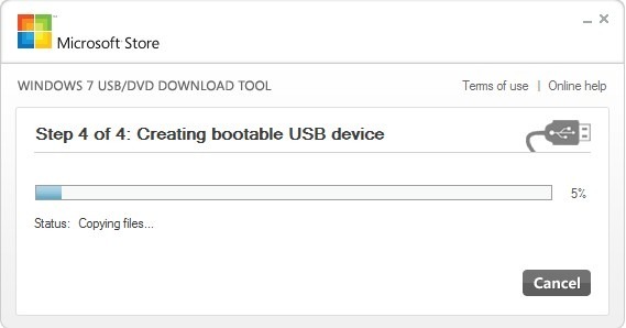 Windows 7 USB/DVD Download Tool krok 4